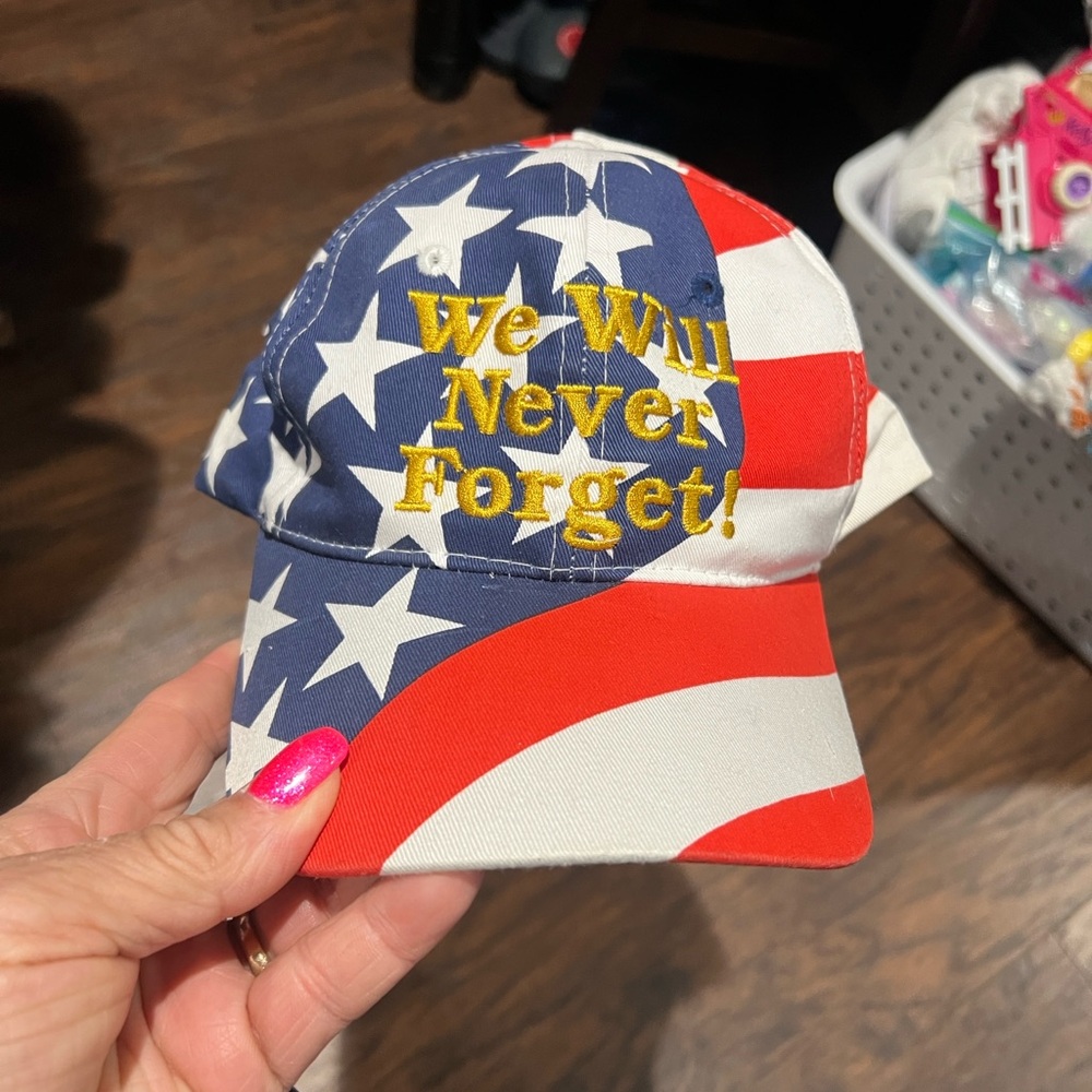 Patriotic 'We Will Never Forget!' 912 Baseball Cap - Red, White & Blue